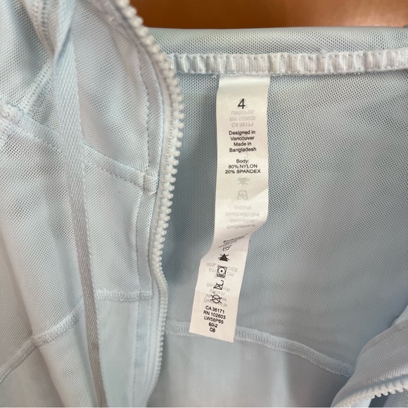 Light Blue Mesh Zip-Up Hoodie Jacket, size 4 - Picture 6 of 8